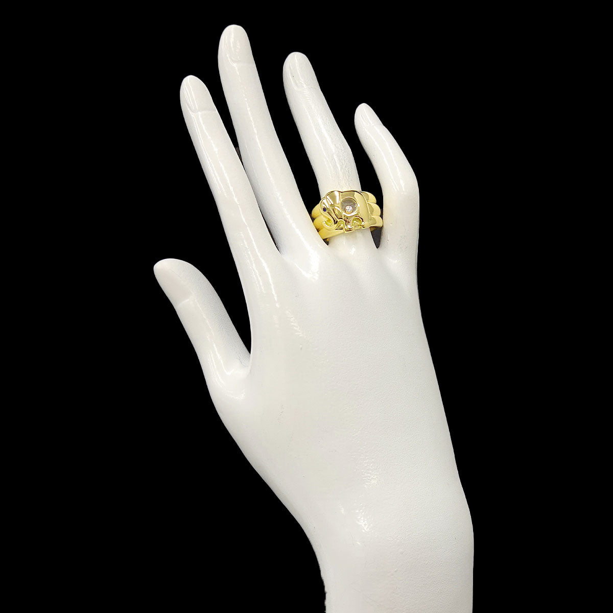 Happy Diamond Sapphire Ring 18K YG 750 Size6(US)