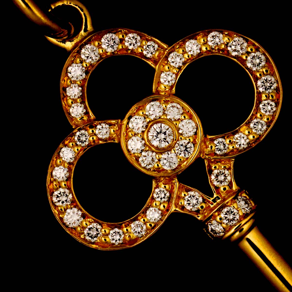 Crown Key Diamond Necklace 18K Yellow Gold 750