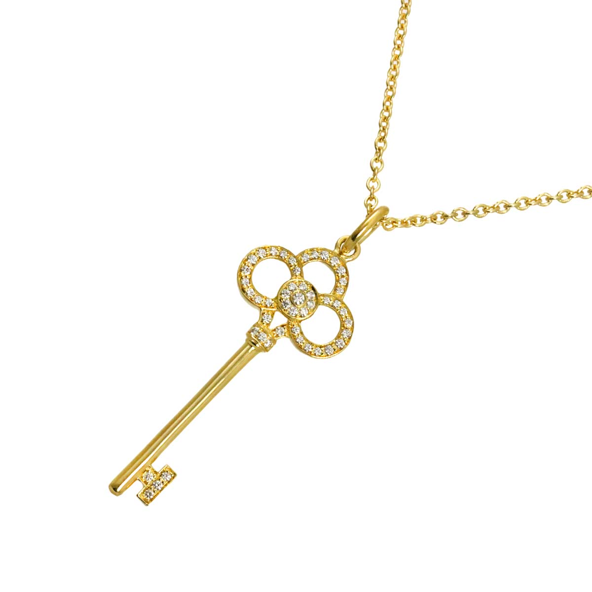 Crown Key Diamond Necklace 18K Yellow Gold 750