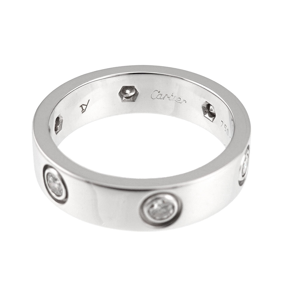 Love Ring Full Diamond 18K White Gold 750 size57 7.75-8(US)