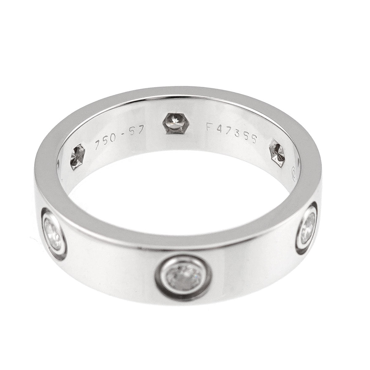 Love Ring Full Diamond 18K White Gold 750 size57 7.75-8(US)