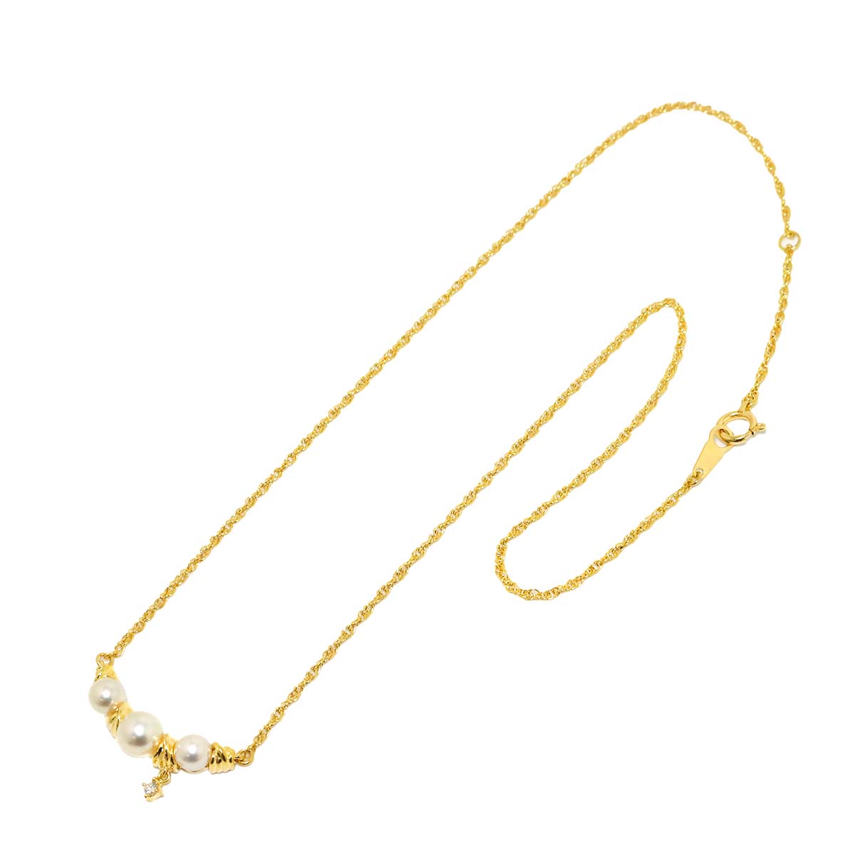 Akoya Pearl 5.9-4.8mm Diamond 0.03ct Necklace 18K YG 750