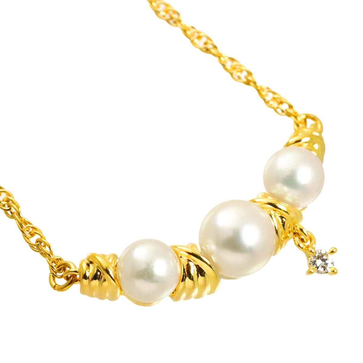 Akoya Pearl 5.9-4.8mm Diamond 0.03ct Necklace 18K YG 750