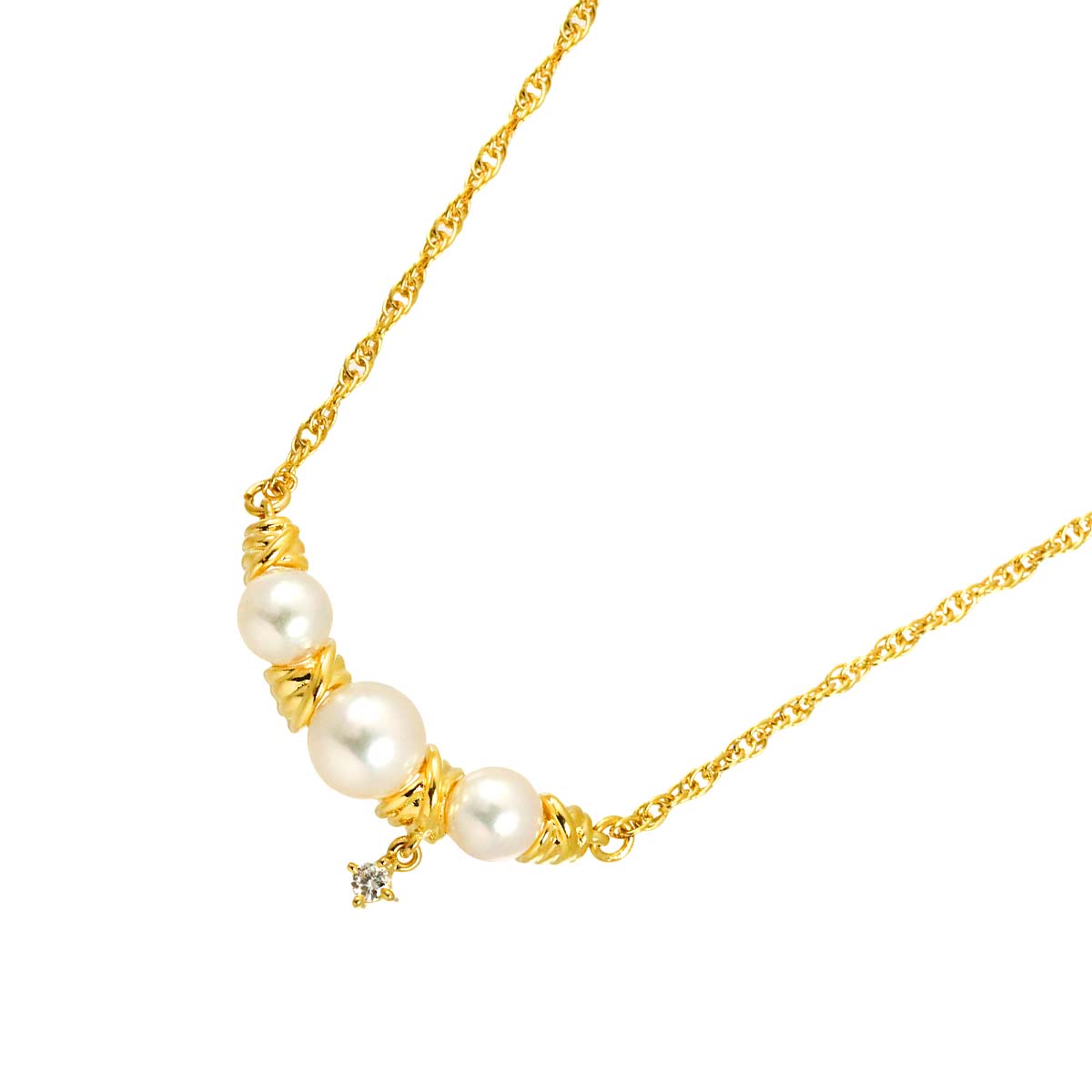 Akoya Pearl 5.9-4.8mm Diamond 0.03ct Necklace 18K YG 750