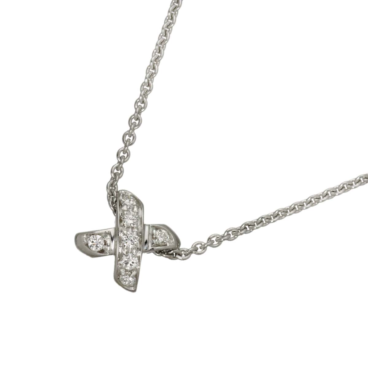 Cross Diamond Necklace 18K White Gold 750