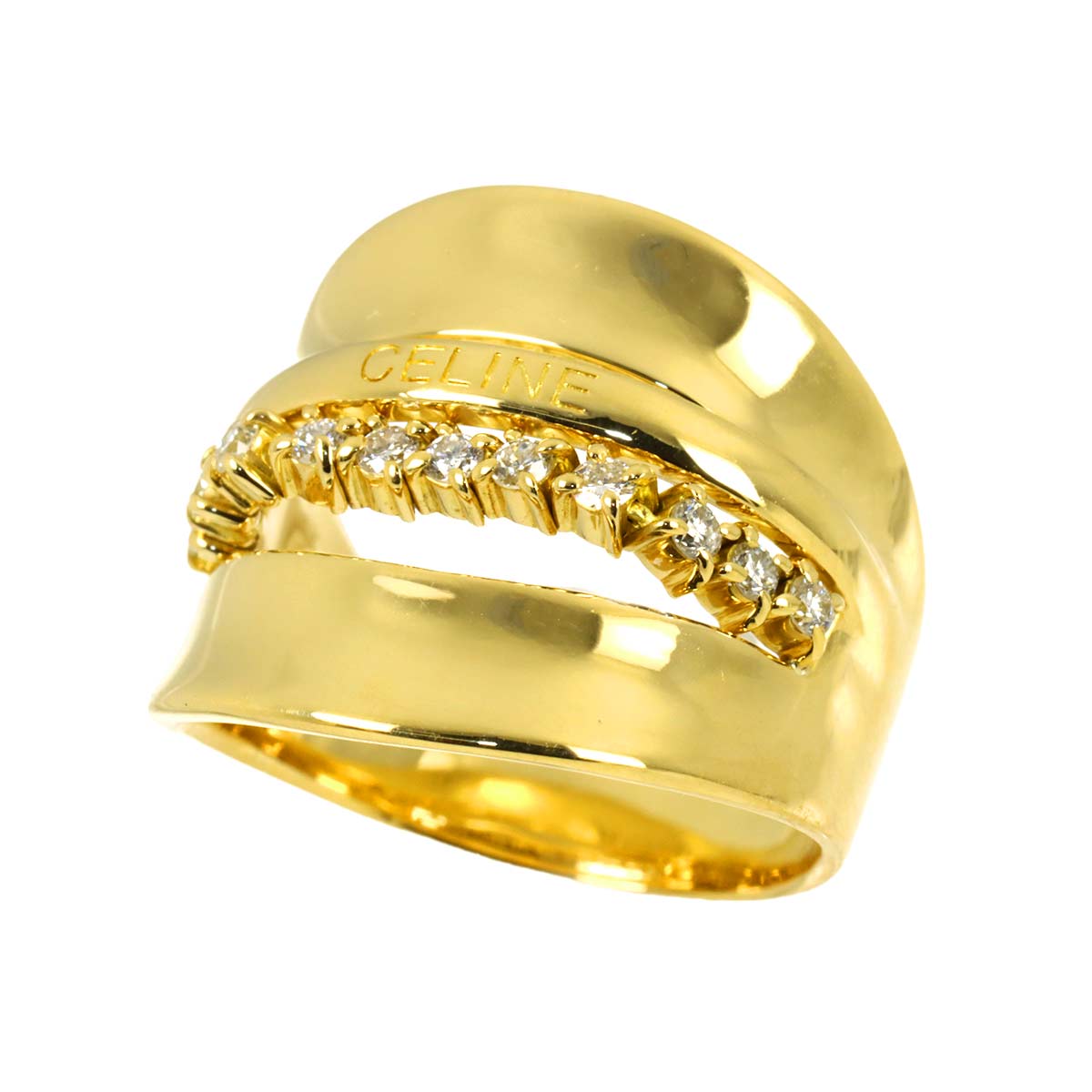 Diamond Ring 18K YG 750 Size6(US)