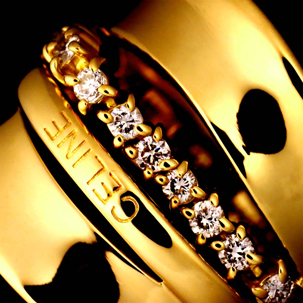 Diamond Ring 18K YG 750 Size6(US)