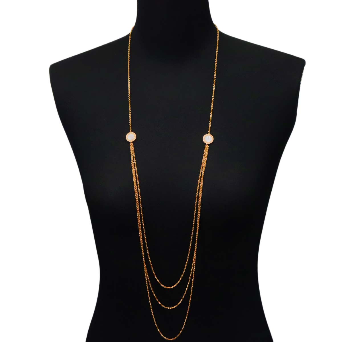 BVLGARIBVLGARI MOP Onyx Necklace 18K Pink Gold 750