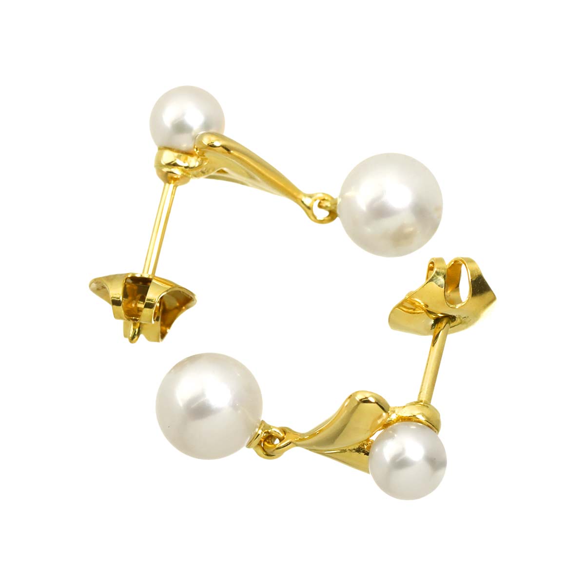 Akoya Pearl 6.2-4.5mm Earrings Pierced 18K YG 750
