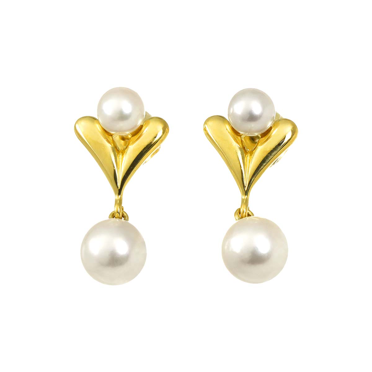 Akoya Pearl 6.2-4.5mm Earrings Pierced 18K YG 750