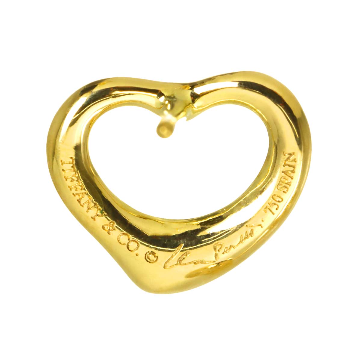 Open Heart Earrings Pierced 18K Yellow Gold 750