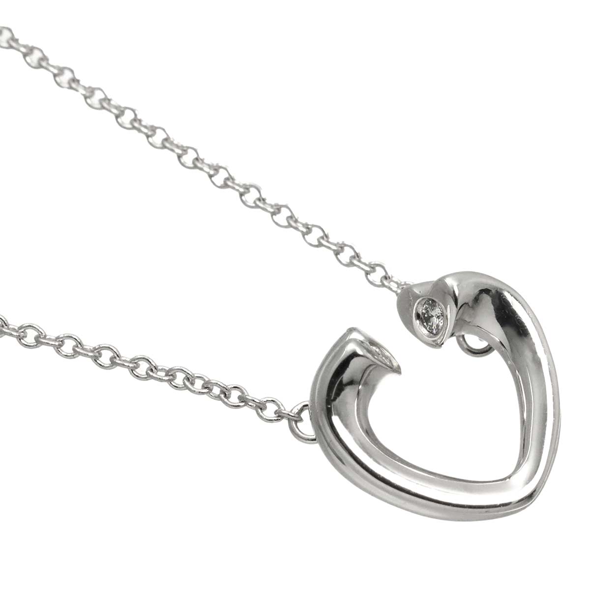 Heart Diamond Necklace 18K White Gold 750