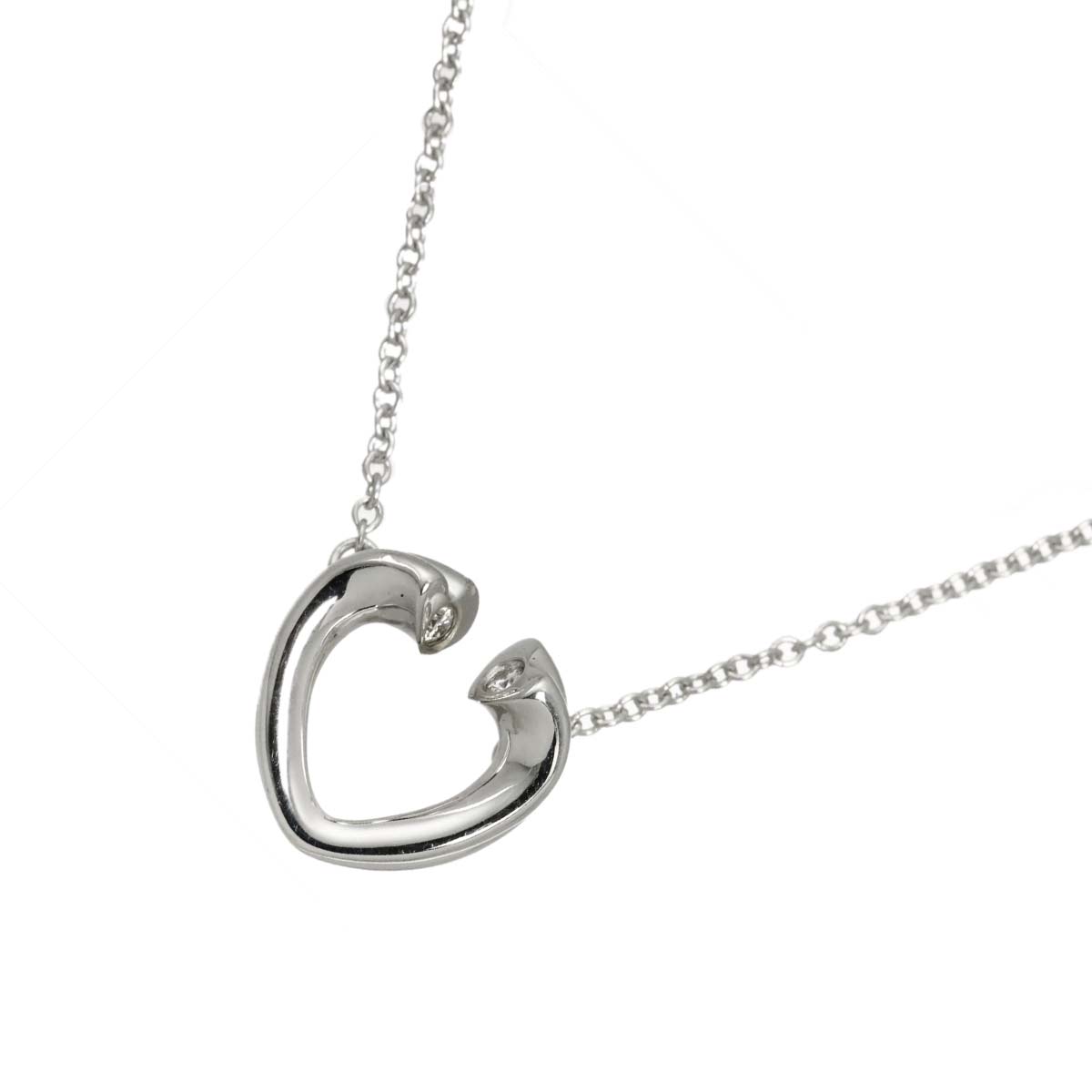 Heart Diamond Necklace 18K White Gold 750