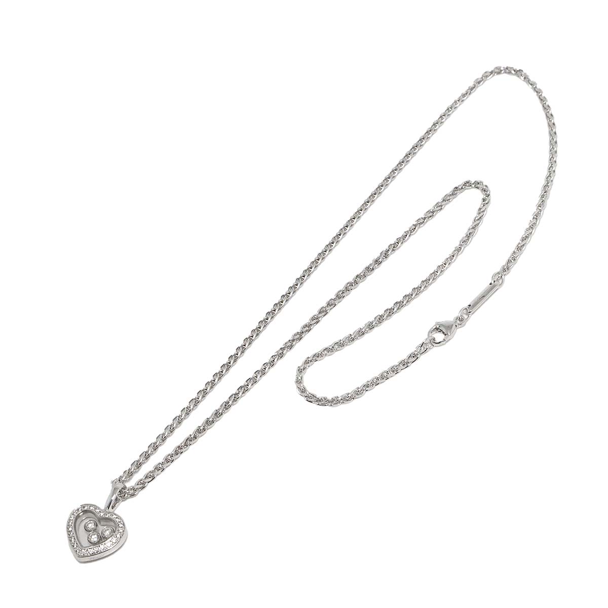 Happy Diamond Heart Necklace 18K White Gold 750