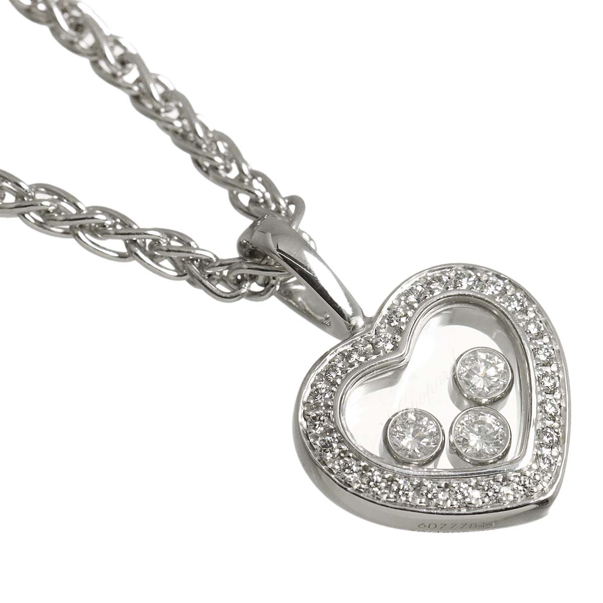 Happy Diamond Heart Necklace 18K White Gold 750