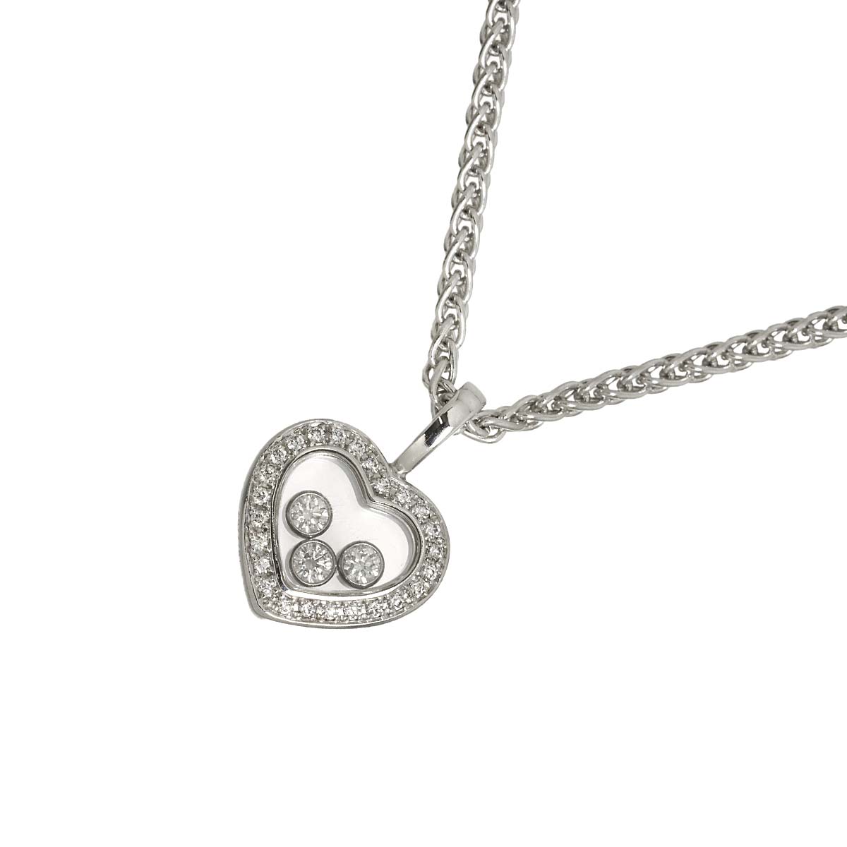 Happy Diamond Heart Necklace 18K White Gold 750