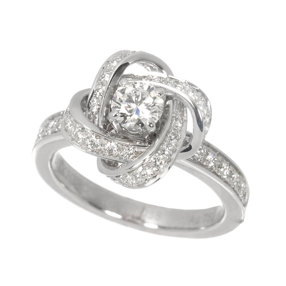 Diamond Ring 18K WG 750 Size48 4.5(US)