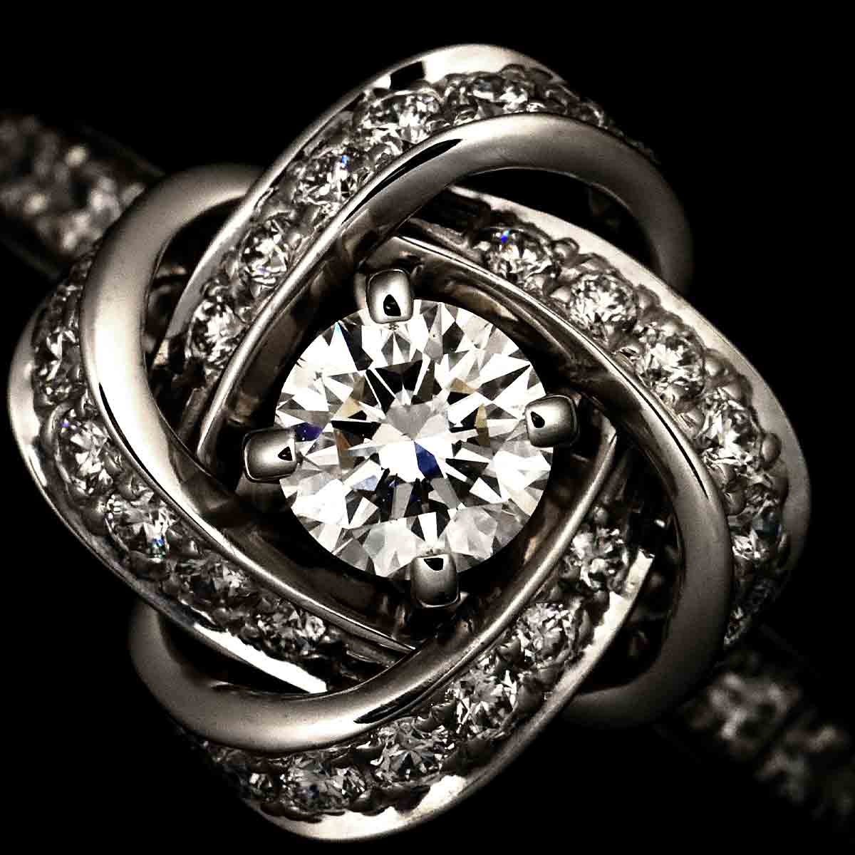 Diamond Ring 18K WG 750 Size48 4.5(US)