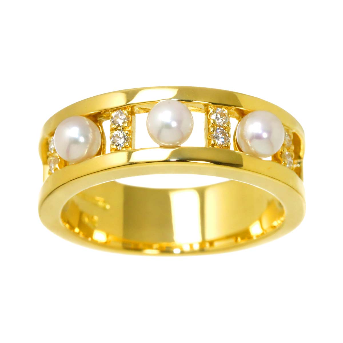 Baby Pearl 3.7mm Diamond Ring 18K YG 750 Size6.75(US)
