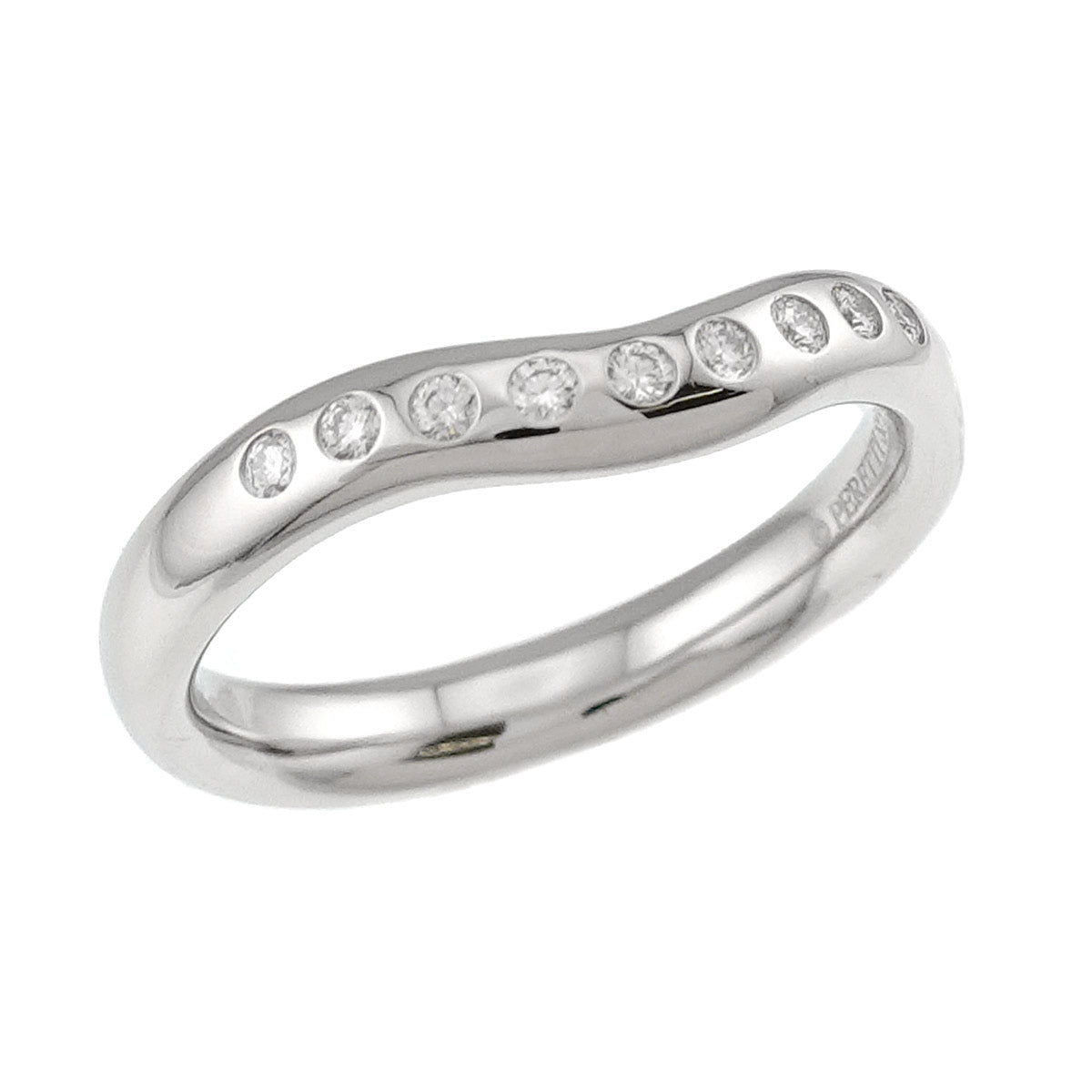 Wide Curved Band Diamond Ring Pt Platinum Size5.25-5.5(US)