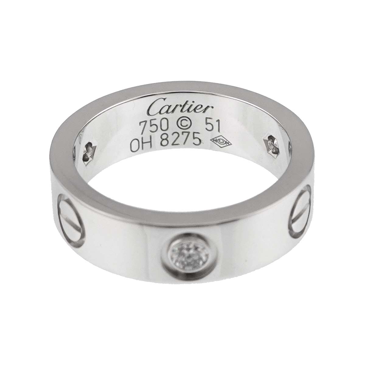Love Ring Half Diamond 3P 18K WG 750 size51 5.5-5.75(US)