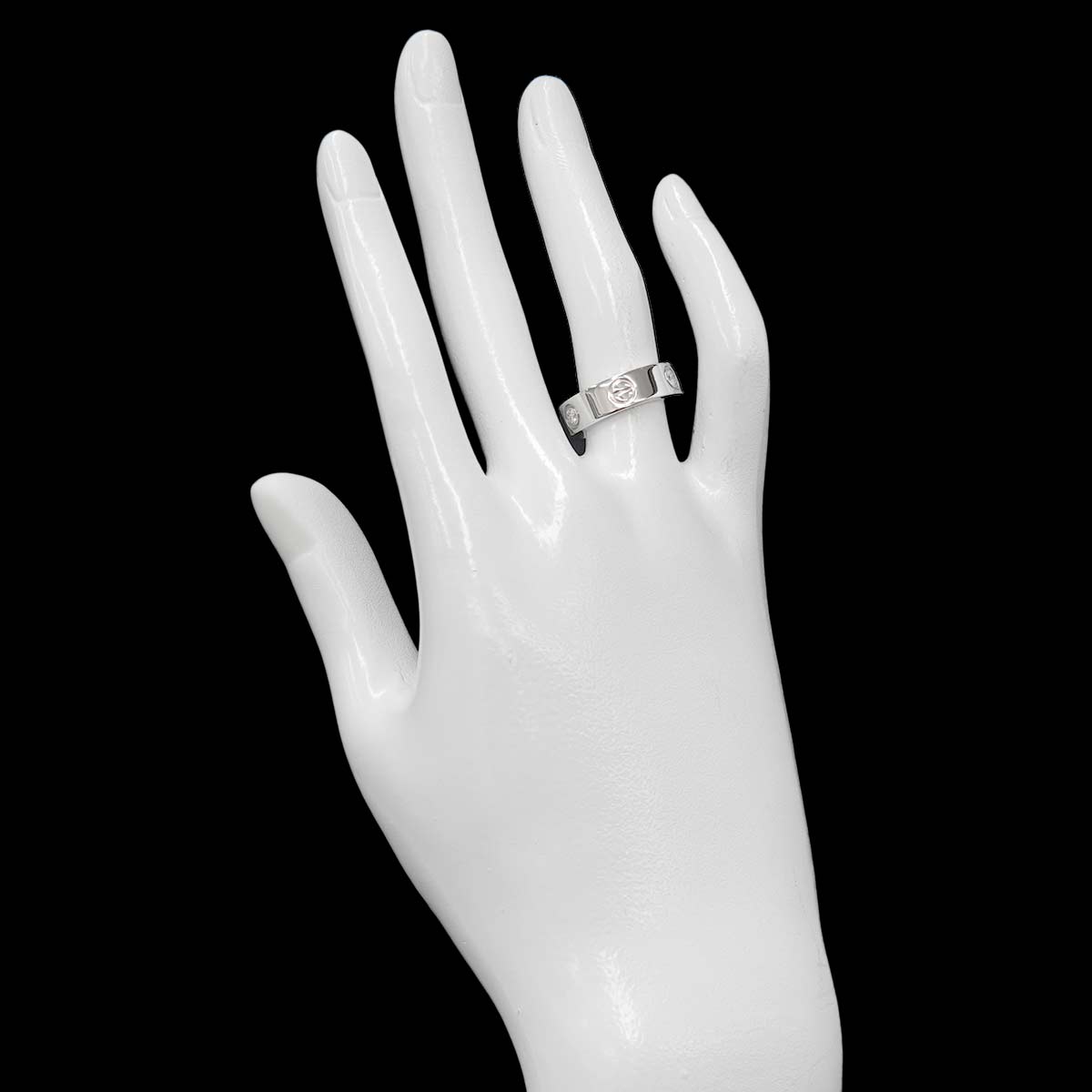 Love Ring Half Diamond 3P 18K WG 750 size51 5.5-5.75(US)