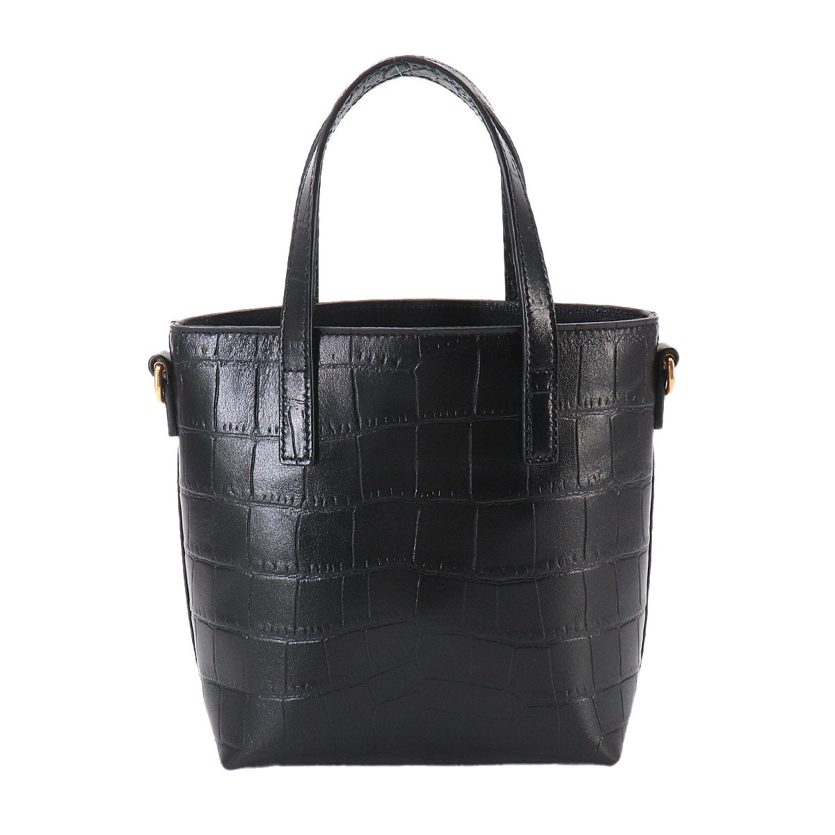 Mini Toy Shopping 2way Tote Shoulder Bag Leather Black