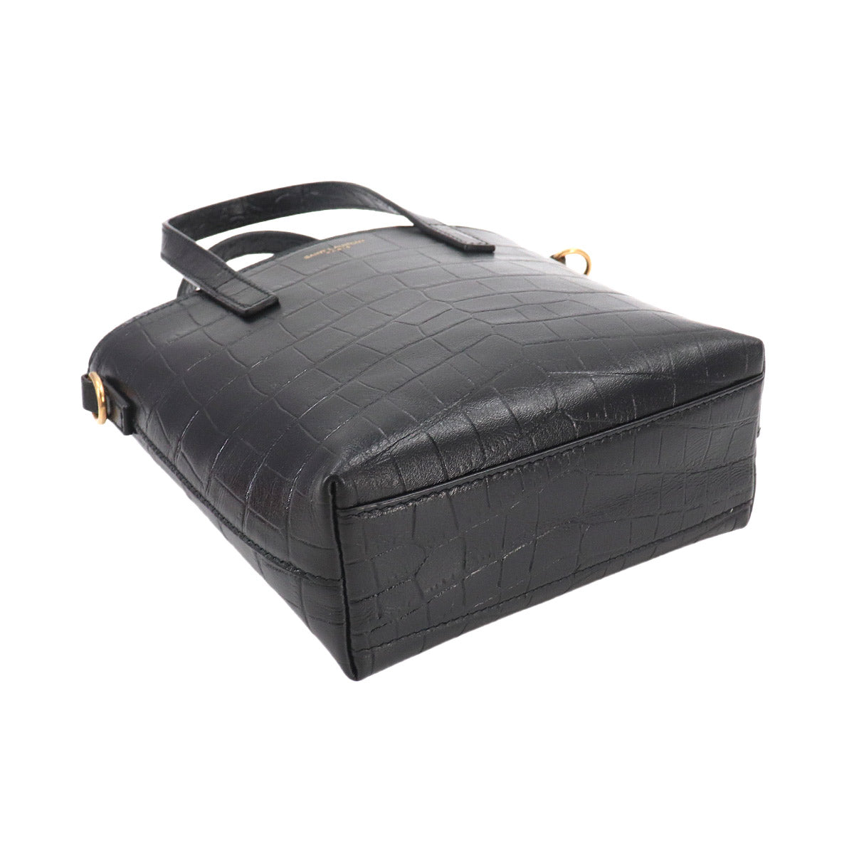 Mini Toy Shopping 2way Tote Shoulder Bag Leather Black