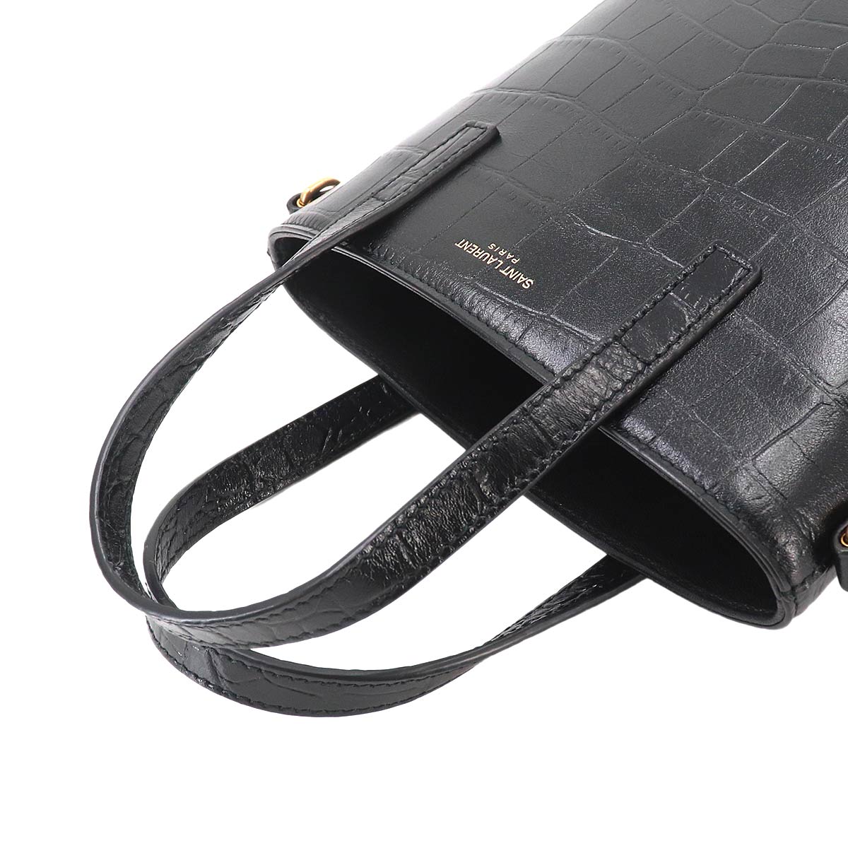 Mini Toy Shopping 2way Tote Shoulder Bag Leather Black