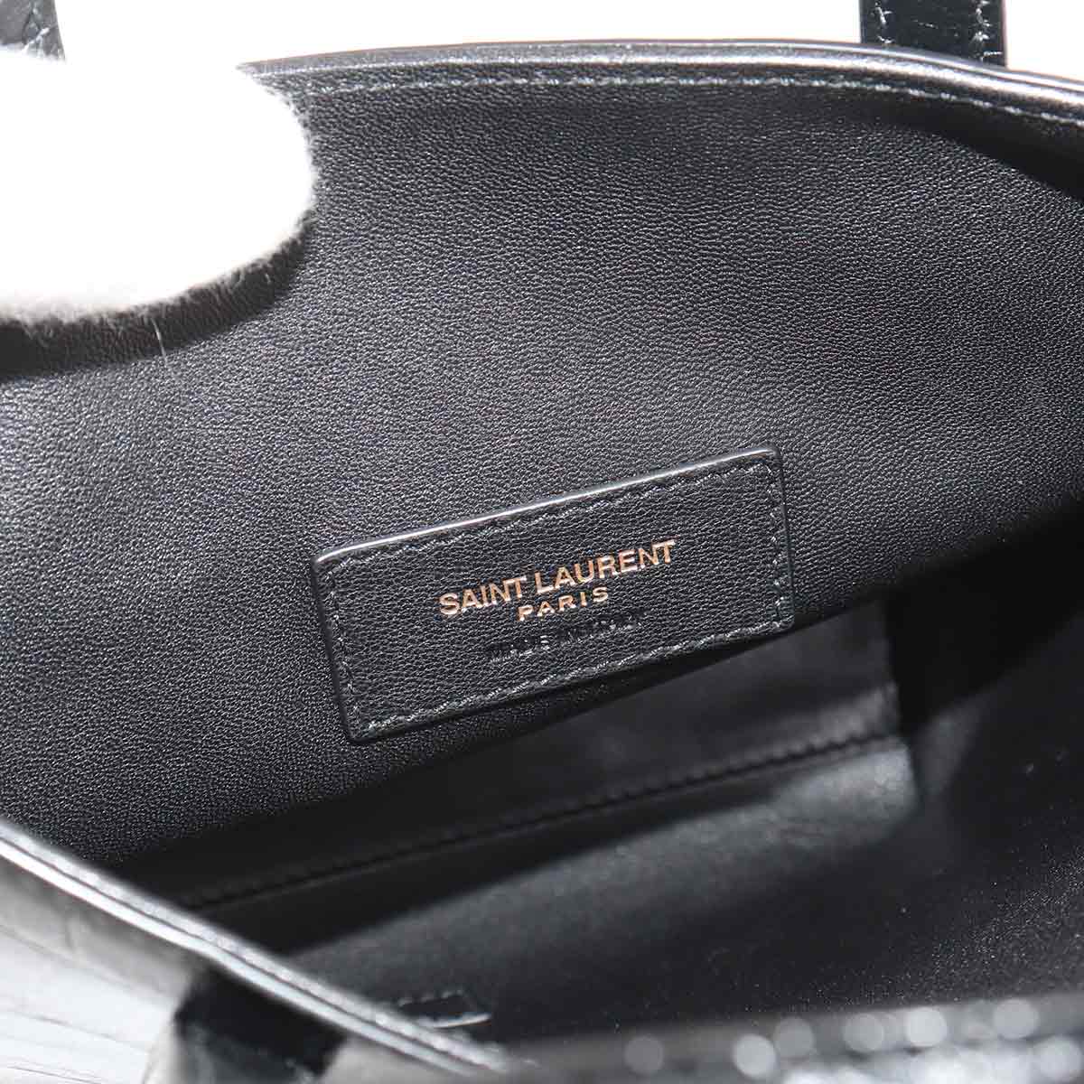 Mini Toy Shopping 2way Tote Shoulder Bag Leather Black
