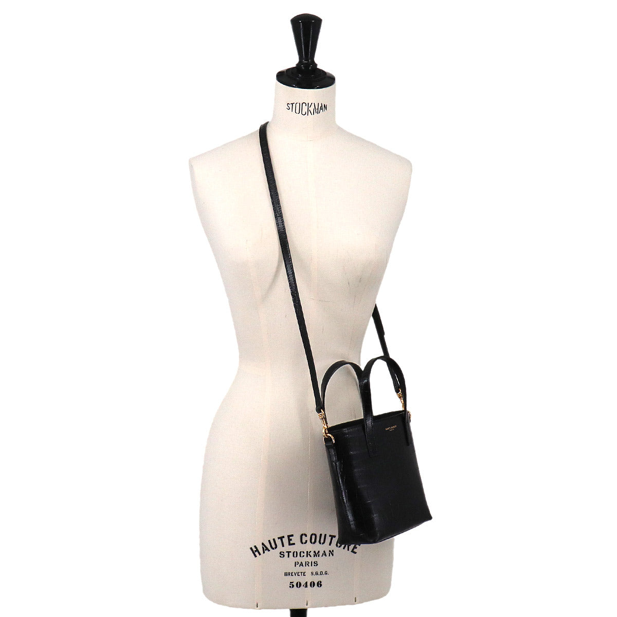 Mini Toy Shopping 2way Tote Shoulder Bag Leather Black