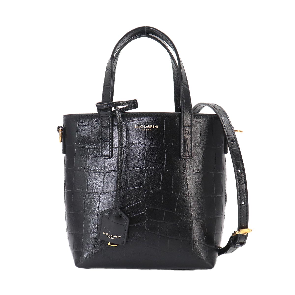 Mini Toy Shopping 2way Tote Shoulder Bag Leather Black