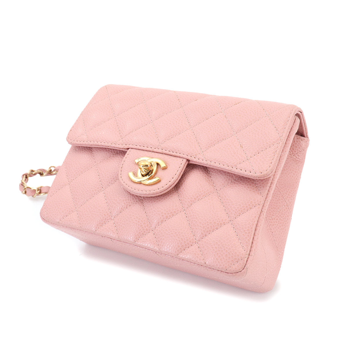 Mini Matelasse Chain Shoulder Bag Leather Pink Purse