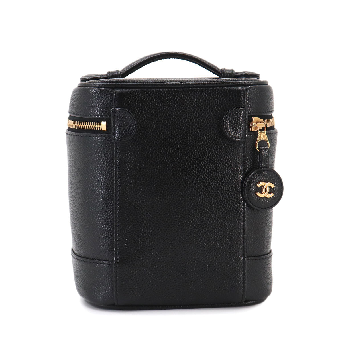 Vanity Hand Bag Leather Black A01998 Coco Logos Vintage Purse