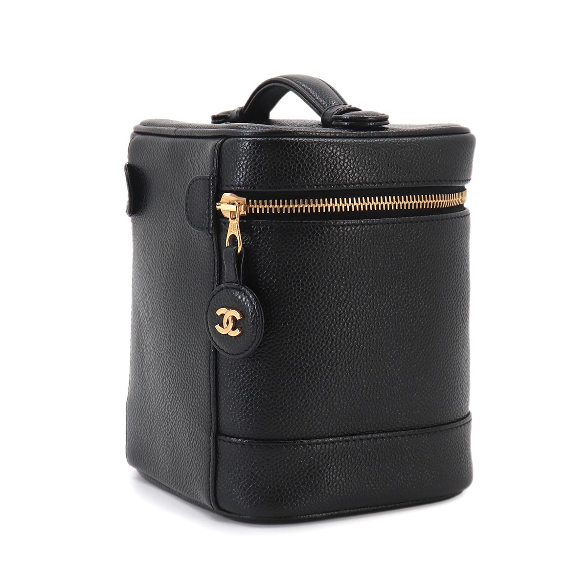 Vanity Hand Bag Leather Black A01998 Coco Logos Vintage Purse