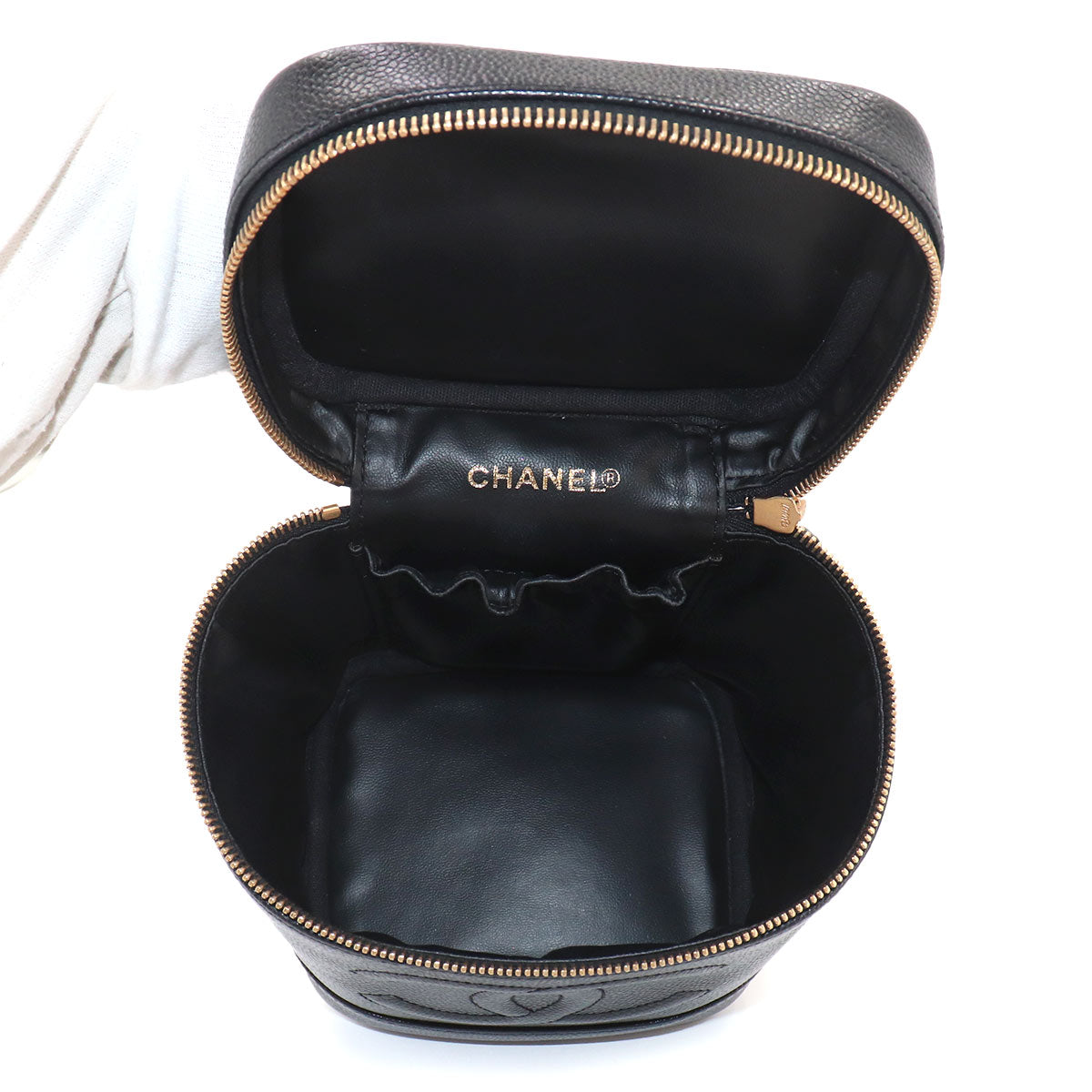 Vanity Hand Bag Leather Black A01998 Coco Logos Vintage Purse