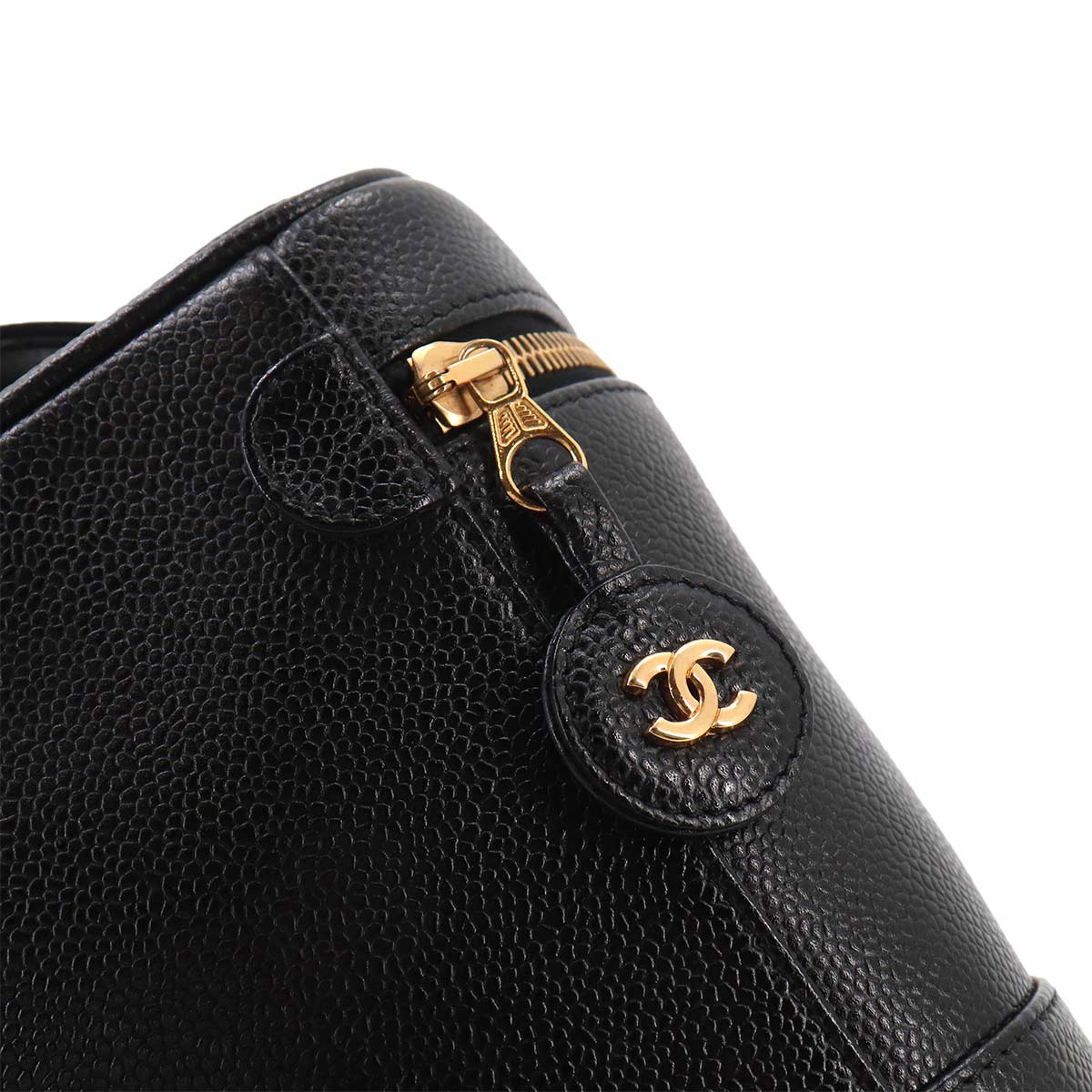 Vanity Hand Bag Leather Black A01998 Coco Logos Vintage Purse