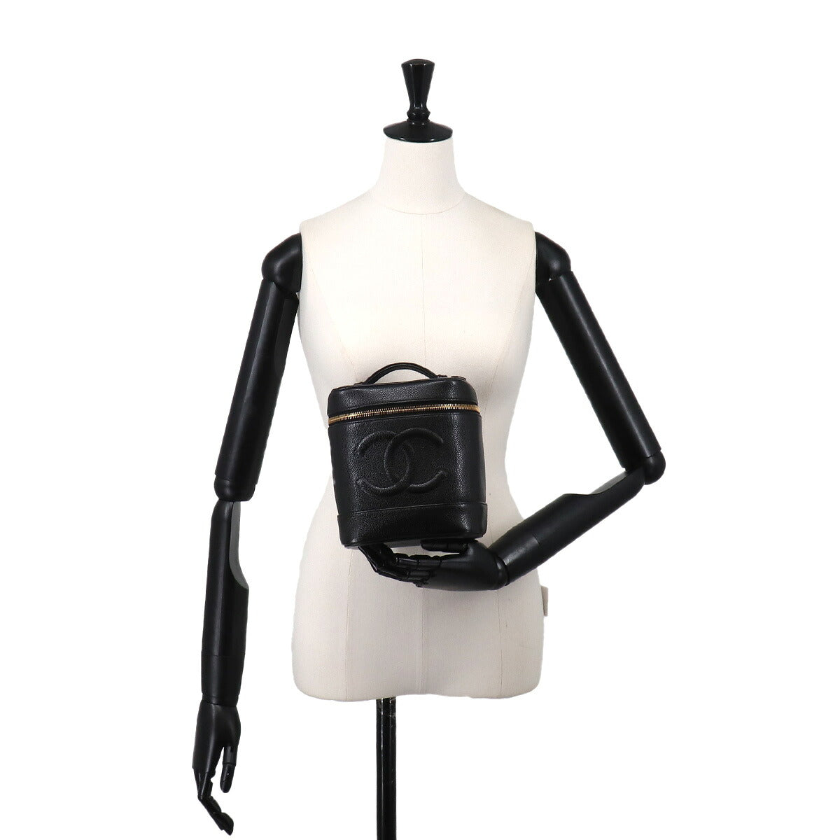 Vanity Hand Bag Leather Black A01998 Coco Logos Vintage Purse
