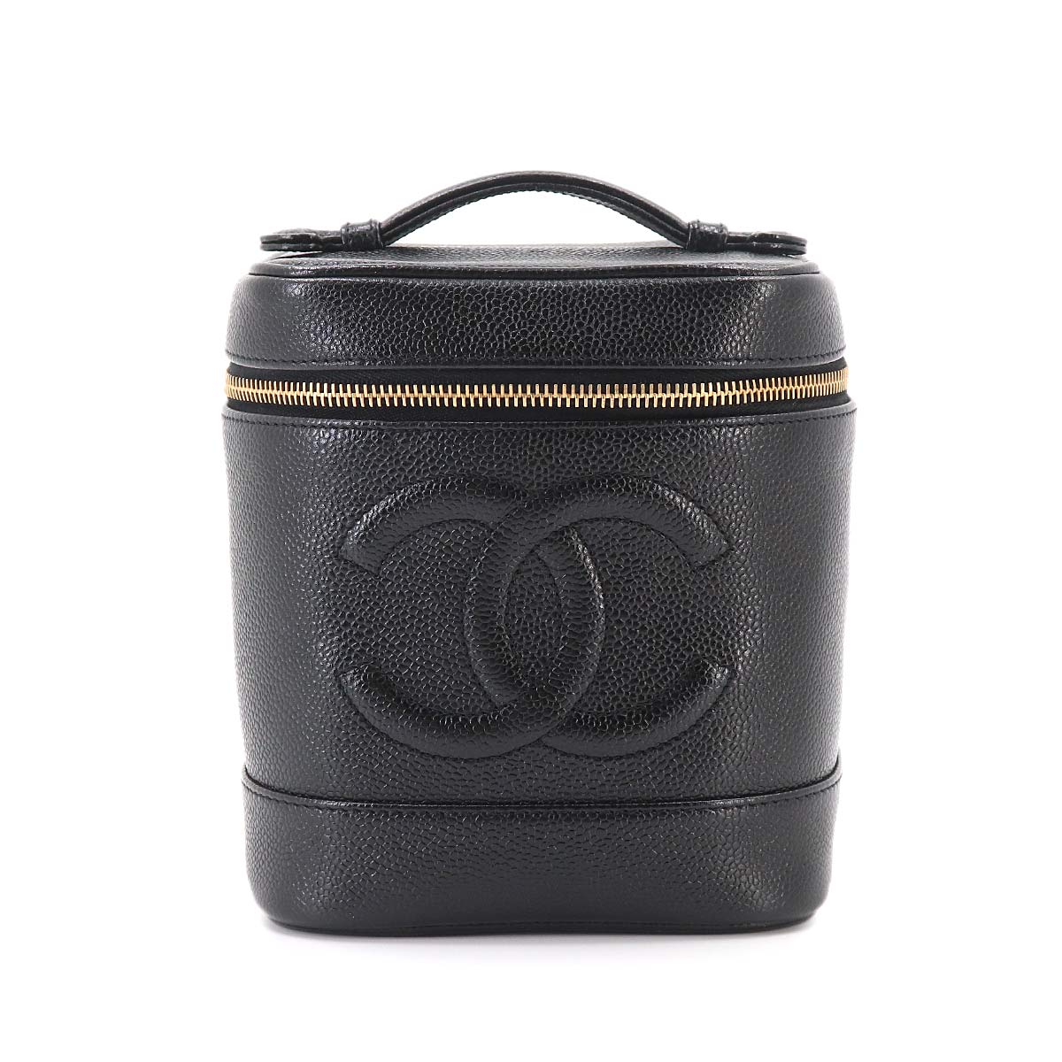 Vanity Hand Bag Leather Black A01998 Coco Logos Vintage Purse