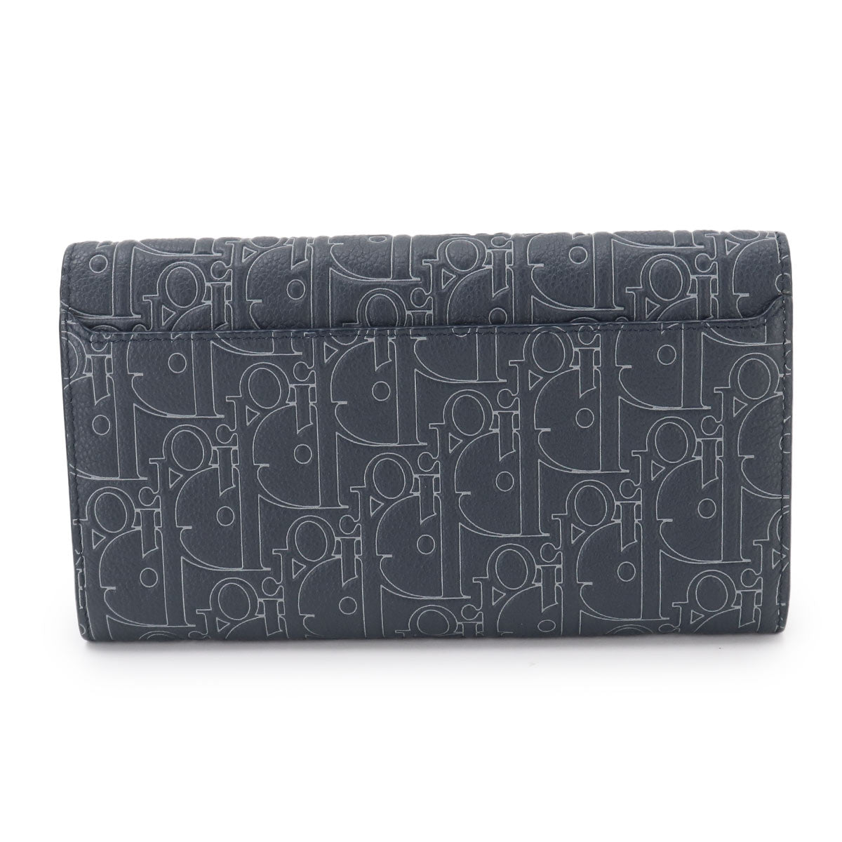 Gravity Outline Long Flap Wallet Leather Navy Blue