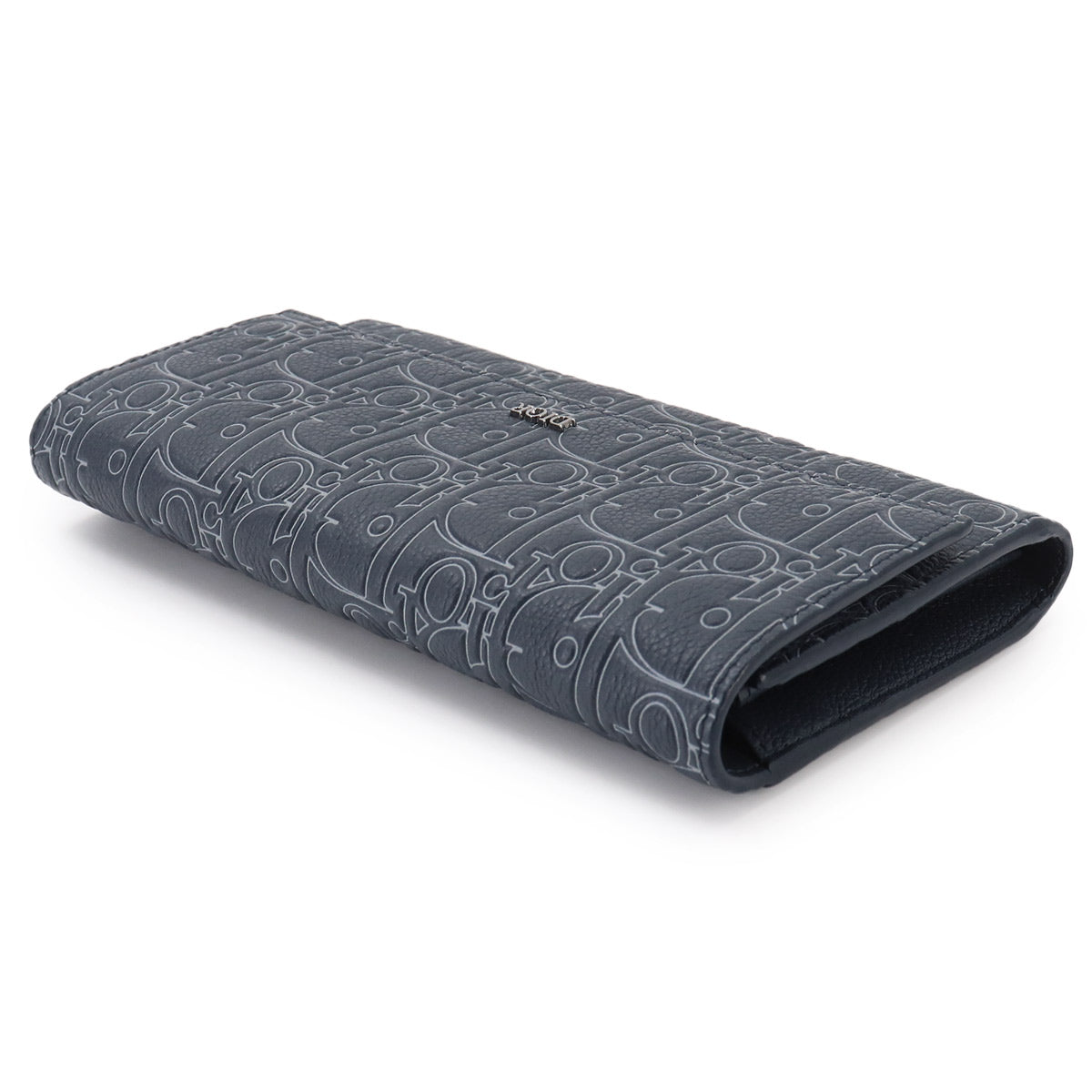 Gravity Outline Long Flap Wallet Leather Navy Blue