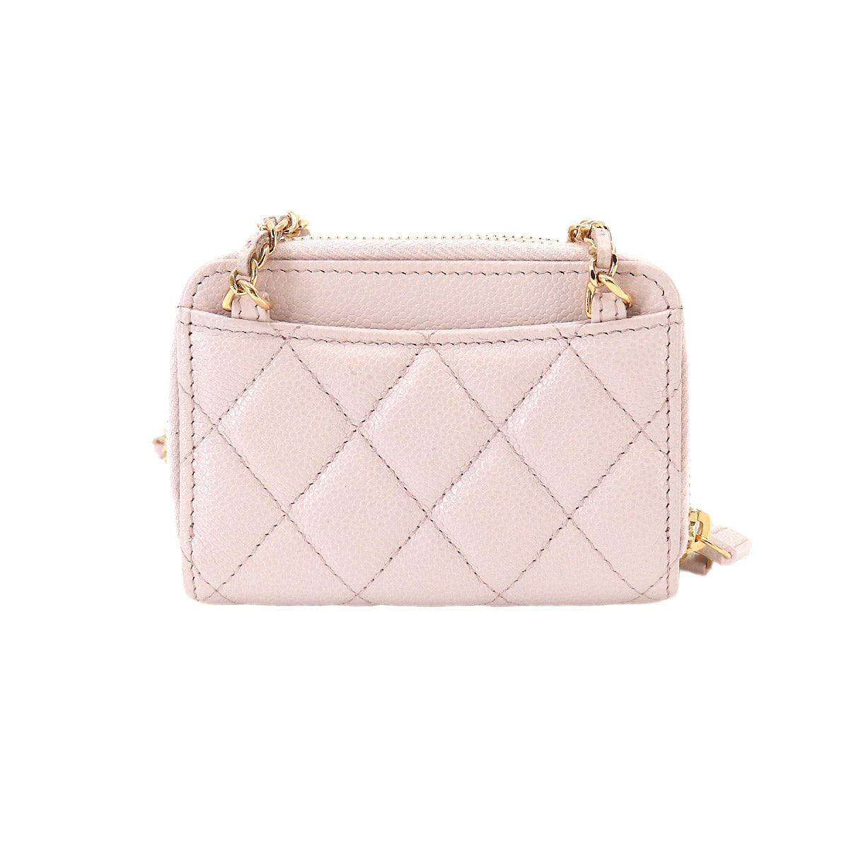 Matelasse Chain Wallet Coin case Leather Pink Purse