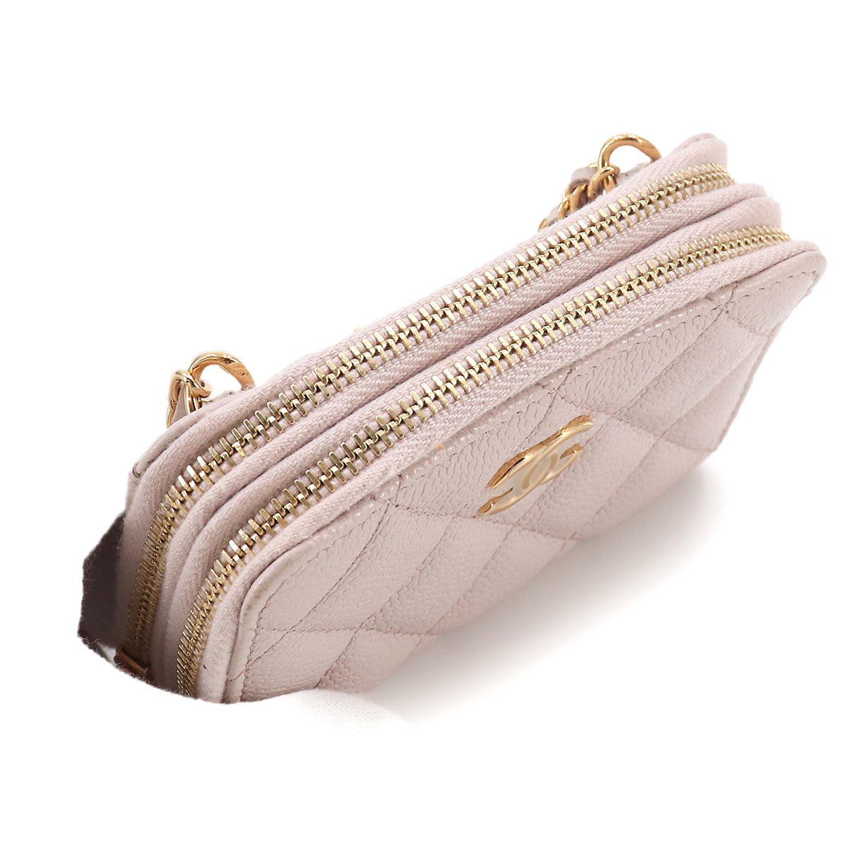 Matelasse Chain Wallet Coin case Leather Pink Purse