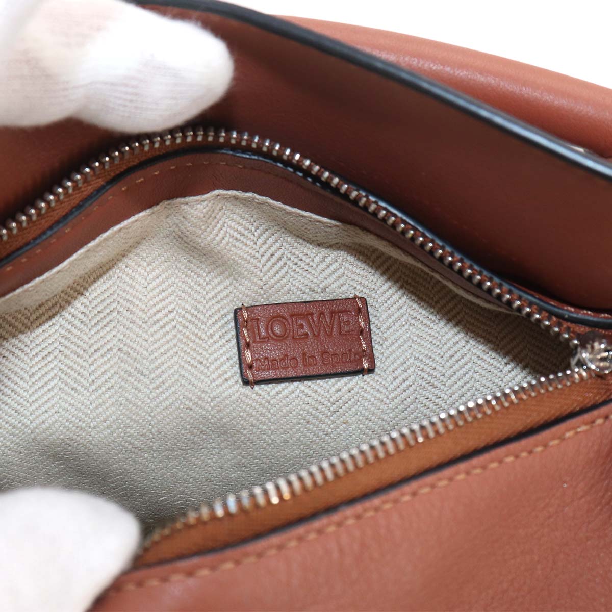 Pazzle Edge Bag Mini Hand Shoulder Bag Leather Tan Purse