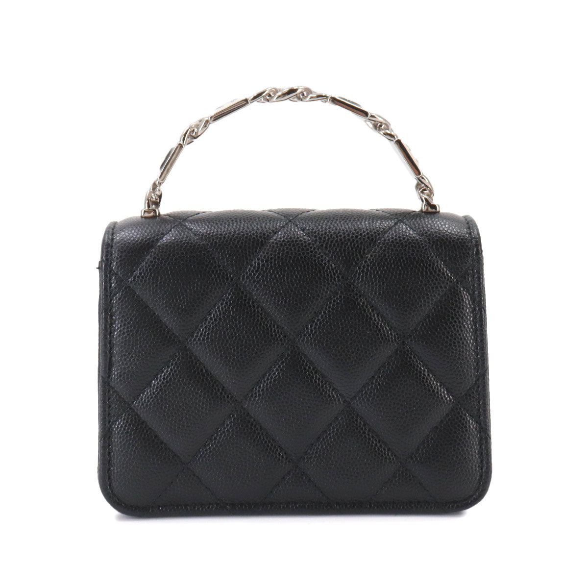 Mini Mini Matelasse Hand Chain Shoulder Bag Leather Black AP2758