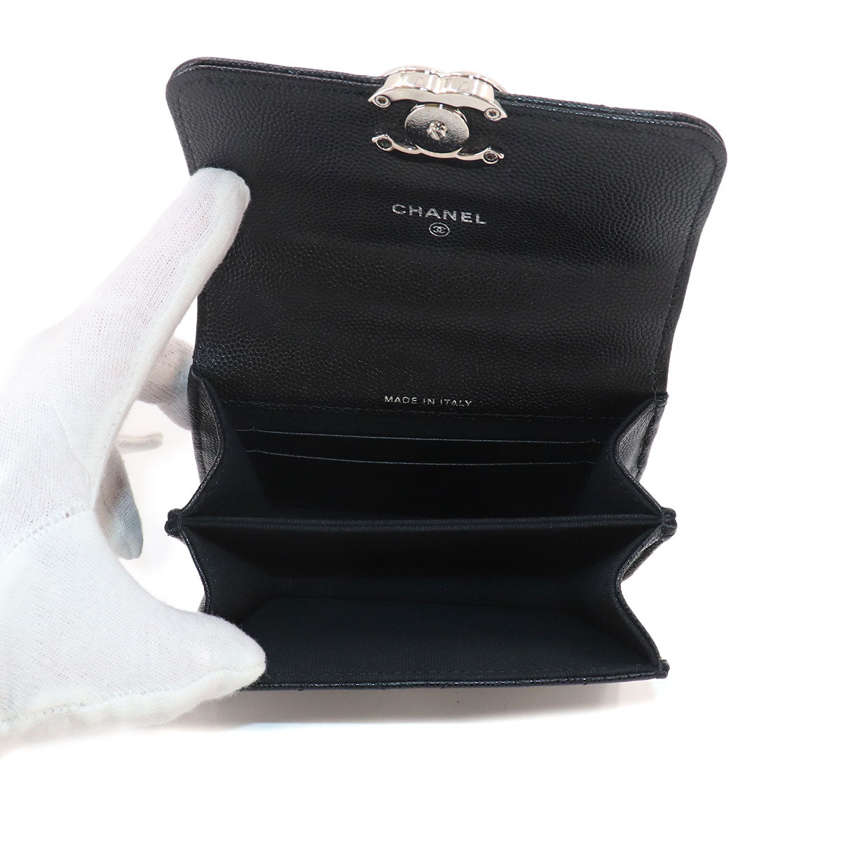 Mini Mini Matelasse Hand Chain Shoulder Bag Leather Black AP2758