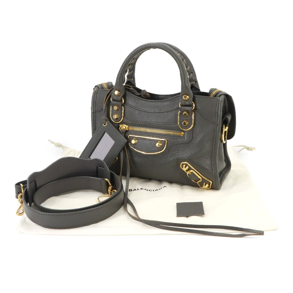 Classic Metalic Edge Mini City Hand Shoulder Bag Black