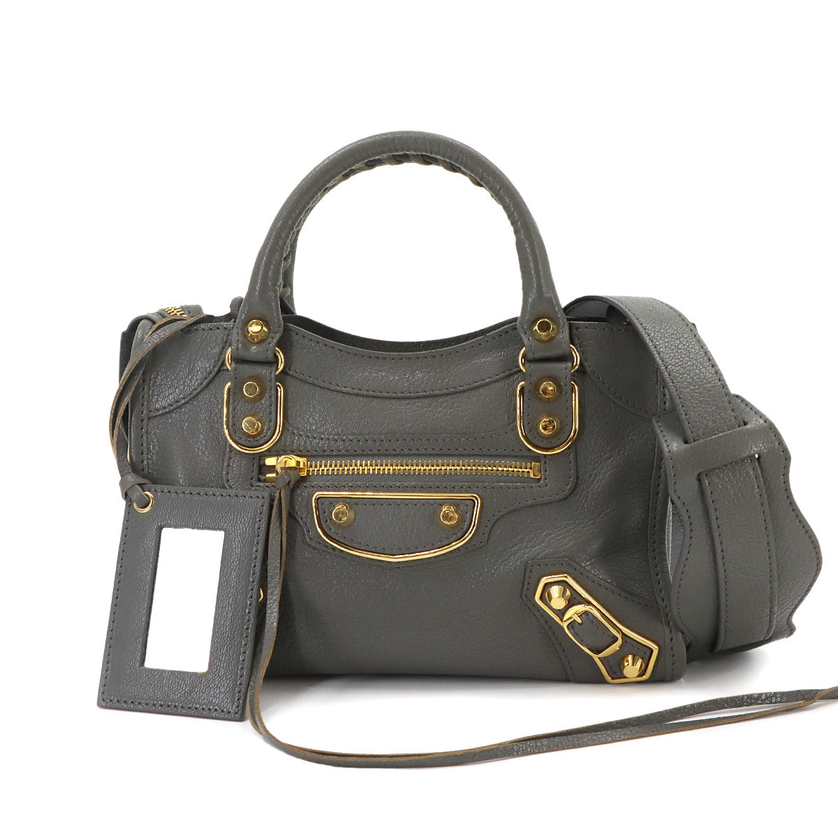 Classic Metalic Edge Mini City Hand Shoulder Bag Black