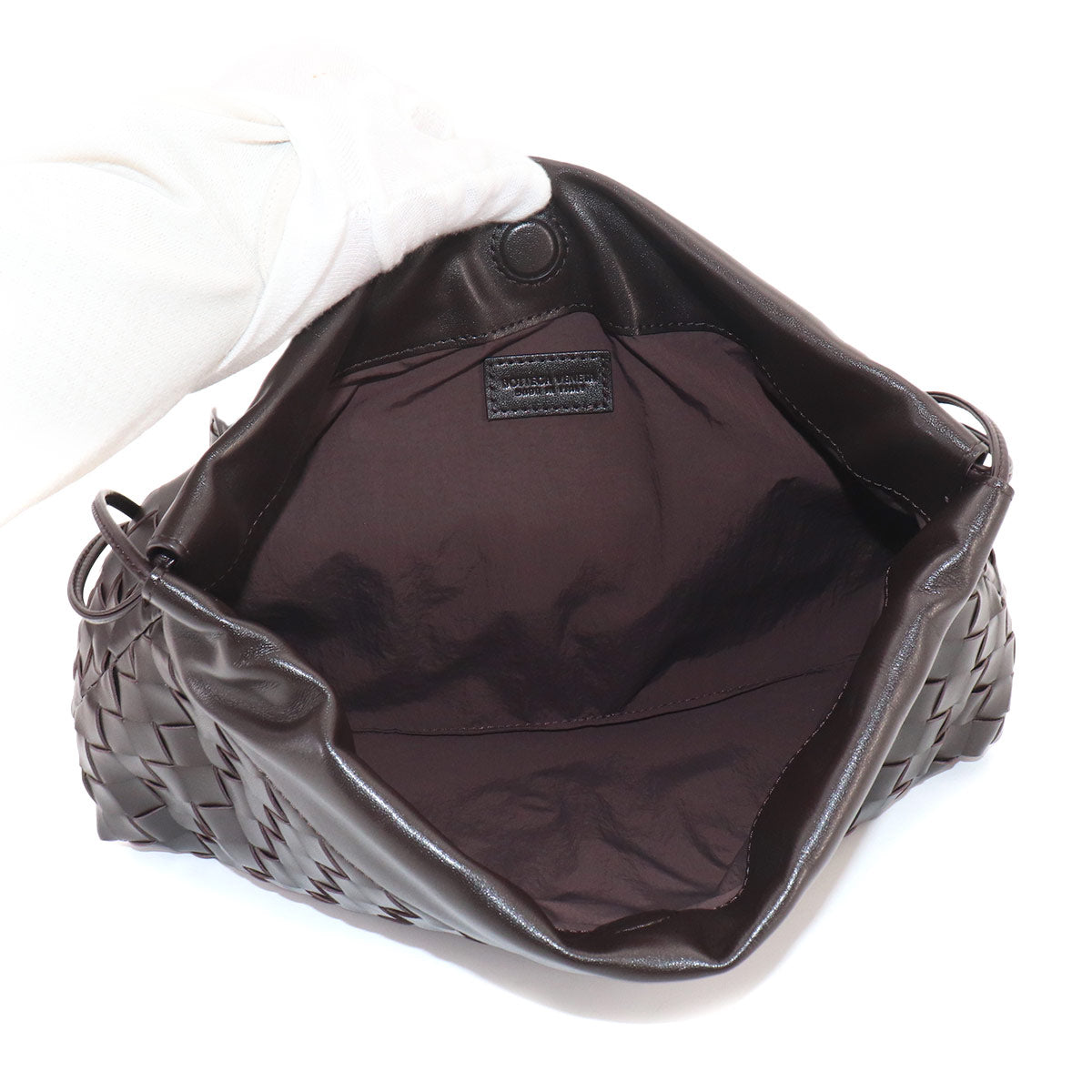 Intrecciato Giorno Shoulder Bag Leather Fondente