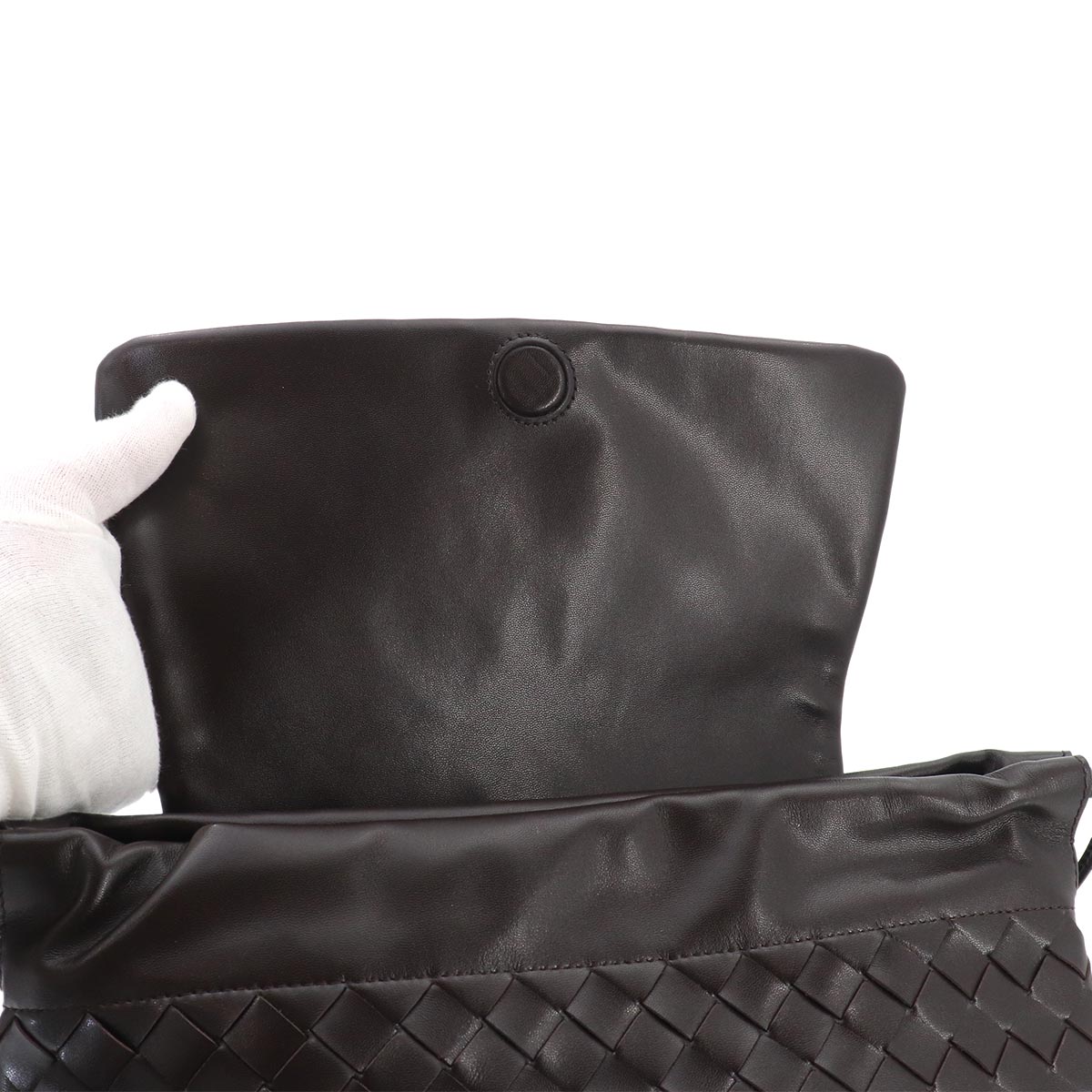 Intrecciato Giorno Shoulder Bag Leather Fondente